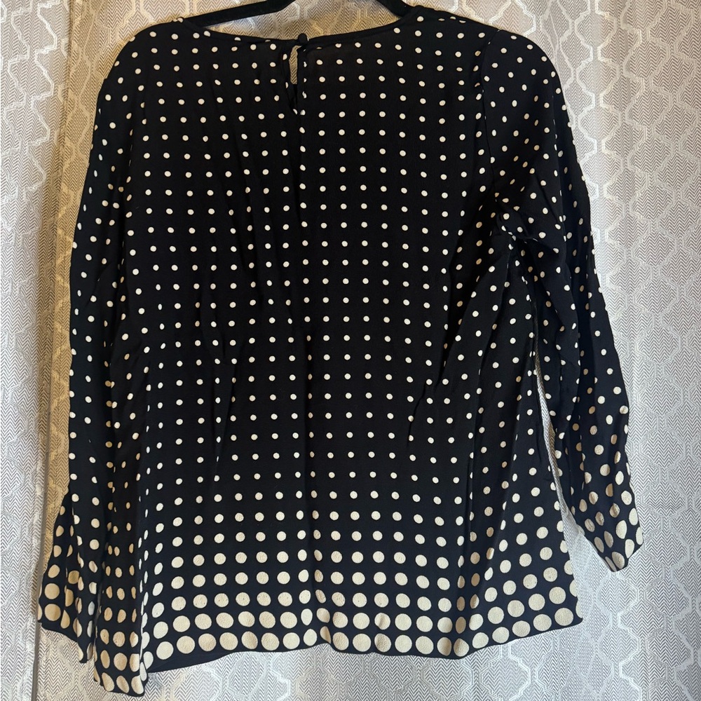 J. Crew women’s Black Blouse with Cream Dots size 10 - Picture 4 of 4